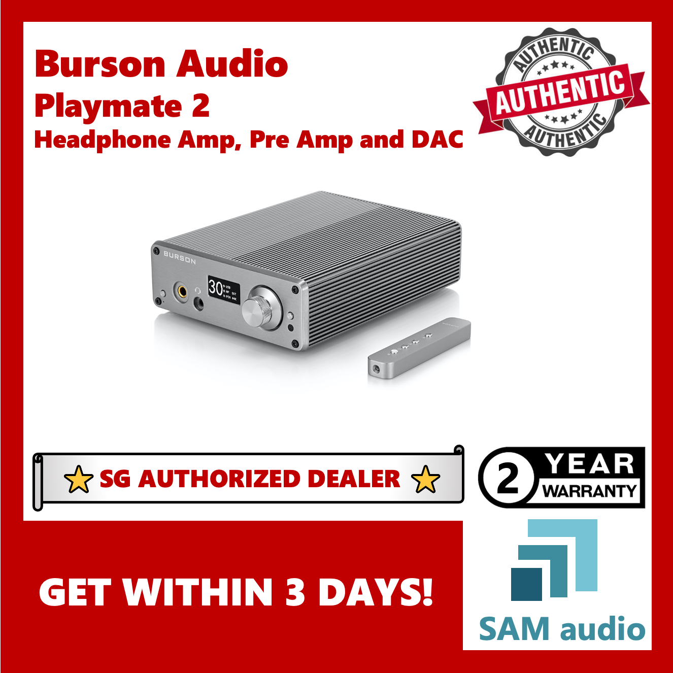 [SG] Burson Audio, Playmate 2, Audio DAC, Headphone Amplifier & Pre-Amp